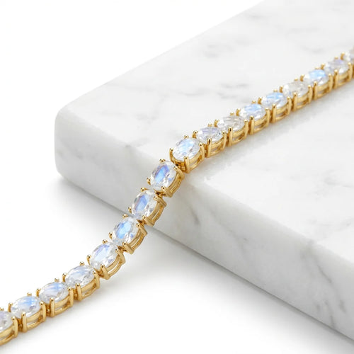 Divine Abundance Tennis Bracelet - Moonstone & 18K Gold Bracelet for Abundance | Lumée Jewelry